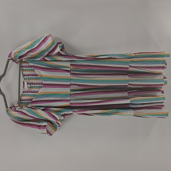 AVA & VIV Multicolor Stripe Tiered Dress Size 1X Big Sleeves With Side Pockets - Picture 1 of 8